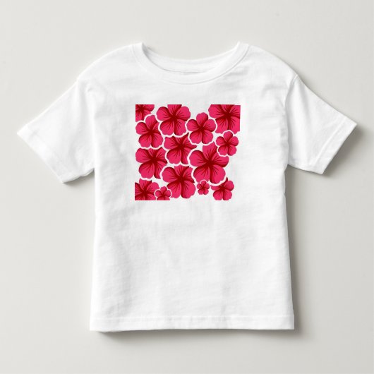 可愛い赤ちゃんの日差しとピンクの花 トドラーTシャツ (正面)