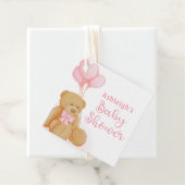 可愛い赤ちゃんシャワーテディベアピンクハートバルーン フェイバータグ (インサイチュ)