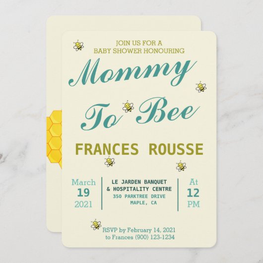 可愛い赤ちゃんシャワー招待状 招待状 (正面/裏面)