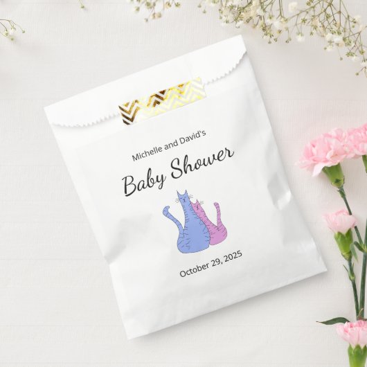 可愛い赤ちゃんシャワー猫ツインズブルーピンク フェイバーバッグ (封をした状態)