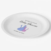 可愛い赤ちゃんシャワー猫ツインズブルーピンク ペーパープレート (アングル)