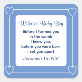 可愛い赤ちゃんシャワー聖書バースストライプのブルーパーティー スクエアシール