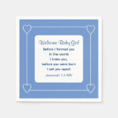 可愛い赤ちゃんシャワー聖書バースストライプのブルーパーティー スタンダードカクテルナプキン (正面)