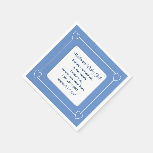 可愛い赤ちゃんシャワー聖書バースストライプのブルーパーティー スタンダードカクテルナプキン (角)