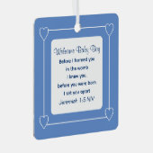 可愛い赤ちゃんシャワー聖書バース青い党の好意 メタルオーナメント (正面右)