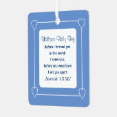 可愛い赤ちゃんシャワー聖書バース青い党の好意 メタルオーナメント (正面左)