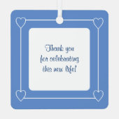 可愛い赤ちゃんシャワー聖書バース青い党の好意 メタルオーナメント (裏面)