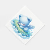 可愛い赤ちゃんブルー男の子テディベア寝て スタンダードランチョンナプキン (角)