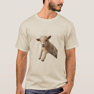 可愛い赤ちゃんヤギの牧場風フォトグラフィーキャンバス Tシャツ