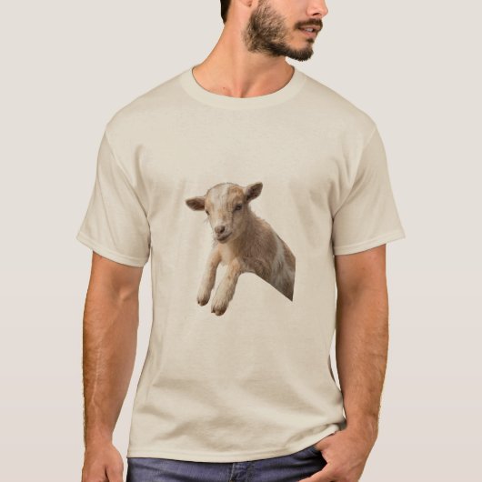 可愛い赤ちゃんヤギの牧場風フォトグラフィーキャンバス Tシャツ (正面)