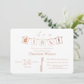 可愛い赤ちゃん女の子シャワーブラウンジンガムノート 招待状 (スタンド正面)