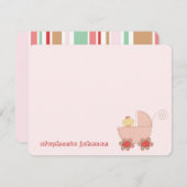 可愛い赤ちゃん女の子ピンクのPram赤ちゃんお洒落シャワー サンキューカード (正面/裏面)