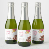 可愛い赤ちゃん女ポップ・アートのの子のシャワー待てる スパークリングワインラベル (ボトル)