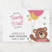 可愛い赤ちゃん女ポップ・アートのの子のシャワー待てる スパークリングワインラベル (シングルラベル)