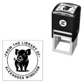 可愛い赤ちゃん豚#1丸い図書名 セルフインキングスタンプ (インサイチュ)