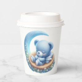 可愛い赤ちゃん青テディベアon MOON 紙コップ