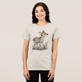 可愛い赤ちゃん鹿のイラスト 自然の美しさ トライブレンドTシャツ (正面全面)