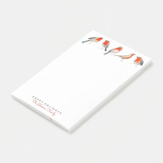 可愛い赤とグレーのロビンの鳥ホリデークリスマス ポストイット (アングル)