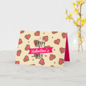 可愛い赤とピンクのハートハッピーバレンタインデイカード カード (黄色い花)