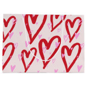 可愛い赤とピンクのハート ラージペーパーバッグ (裏面)