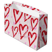 可愛い赤とピンクのハート ラージペーパーバッグ (裏面アングル)