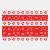 可愛い赤と白のクリスマスラッピング紙シート ラッピングペーパーシート (正面3)