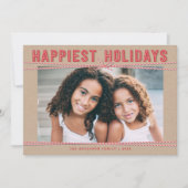 可愛い赤と白のベーカーのツインホリデーフォトカード シーズンカード (正面)