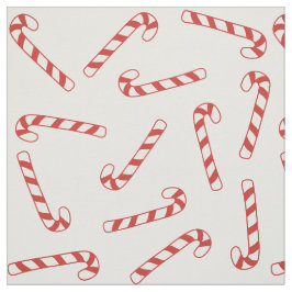 可愛い赤と白キャンディーケーンのクリスマスパターン ファブリック