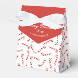 可愛い赤と白キャンディーケーンのクリスマスパターン フェイバーボックス