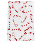 可愛い赤と白キャンディーケーンのクリスマスパターン ミディアムペーパーバッグ (正面)