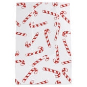 可愛い赤と白キャンディーケーンのクリスマスパターン ミディアムペーパーバッグ (裏面)