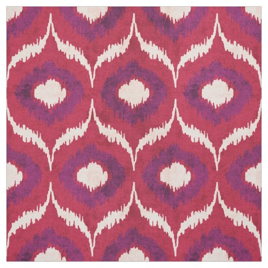 可愛い赤と紫のイカットの部族柄 ファブリック (見本)