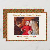 可愛い赤と緑と金ゴールド写真メリークリスマス シーズンカード (正面/裏面)