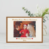 可愛い赤と緑と金ゴールド写真メリークリスマス シーズンカード (スタンド正面)