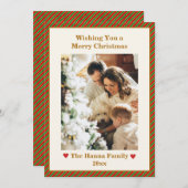 可愛い赤と緑と金ゴールド写真メリークリスマス シーズンカード (正面/裏面)