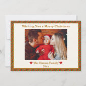 可愛い赤と緑と金ゴールド写真メリークリスマス シーズンカード (正面)