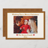 可愛い赤と緑と金ゴールド写真メリークリスマス シーズンカード (正面/裏面)