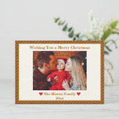可愛い赤と緑と金ゴールド写真メリークリスマス シーズンカード (スタンド正面)