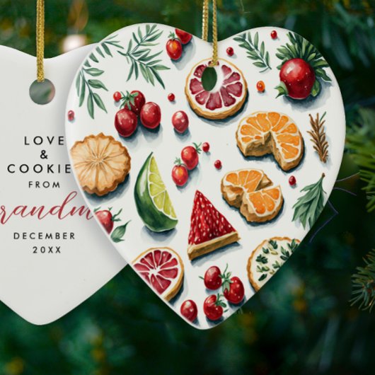 可愛い赤と緑のクリスマスのクッキーのパタ焼いたーン セラミックオーナメント