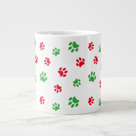 可愛い赤と緑のポー印刷パターン休日 ジャンボコーヒーマグカップ