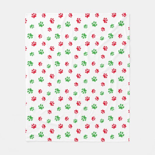 可愛い赤と緑のポー印刷パターン休日 フリースブランケット (正面)
