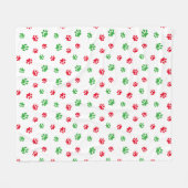 可愛い赤と緑のポー印刷パターン休日 フリースブランケット (正面(横))