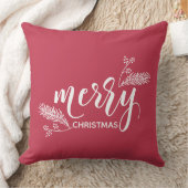 可愛い赤と緑のメリークリスマスパイン&ホリー クッション (ブランケット)