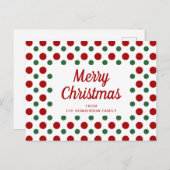 可愛い赤と緑の水玉模様メリークリスマス ポストカード (正面/裏面)