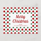可愛い赤と緑の水玉模様メリークリスマス ポストカード (正面)