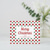 可愛い赤と緑の水玉模様メリークリスマス ポストカード (スタンド正面)
