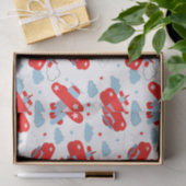 可愛い赤と青の飛行機と雲キッズモノグラム 薄葉紙 (ギフト)