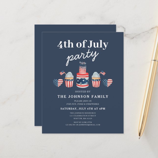 可愛い赤と青7月4日のパーティー (正面/裏面インサイチュ)