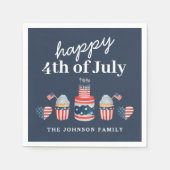 可愛い赤と青7月4日のパーティー スタンダードカクテルナプキン (正面)