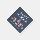 可愛い赤と青7月4日のパーティー スタンダードカクテルナプキン (角)